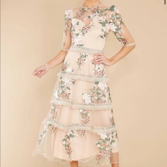 Pink floral embroidery maxi dress - Picture 1 of 8